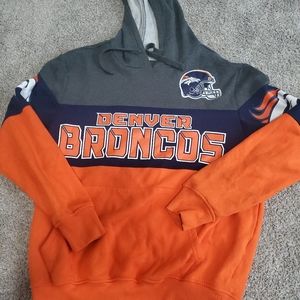 Mens Denver Broncos Starter embroidered helmet hoodie pullover size Large